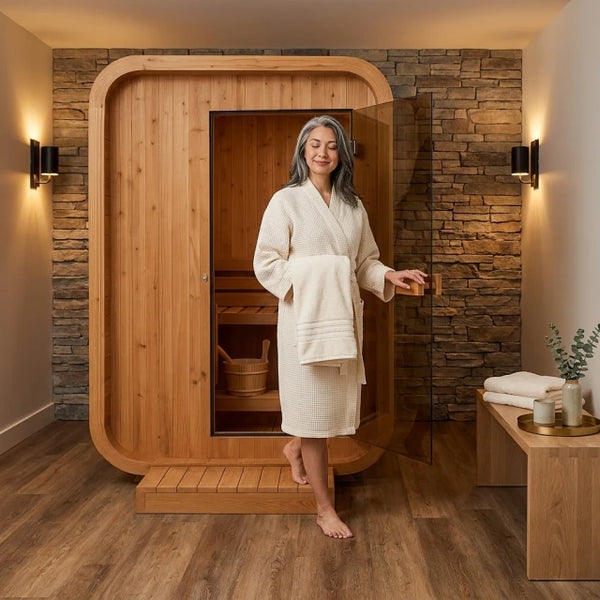 Traditional Dry Heat Sauna Built for Home Wellness, 6kW Electric Stove, Canadian Cedar, 2-Person Capacity